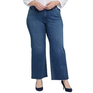 NYDJ jeans Plus Teresa Wide Leg Ankle Fray Hem blue size 28W